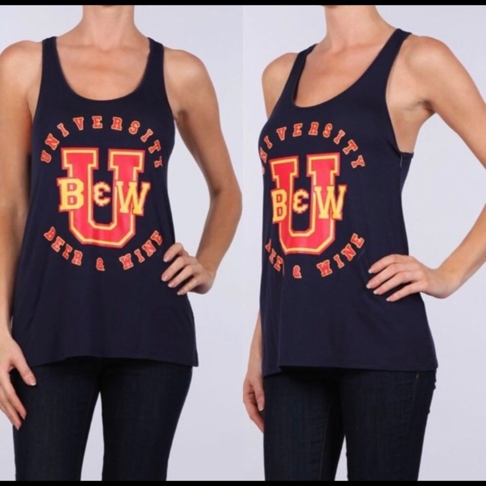 Women’s Tank Navy Racerback Beer & Wine